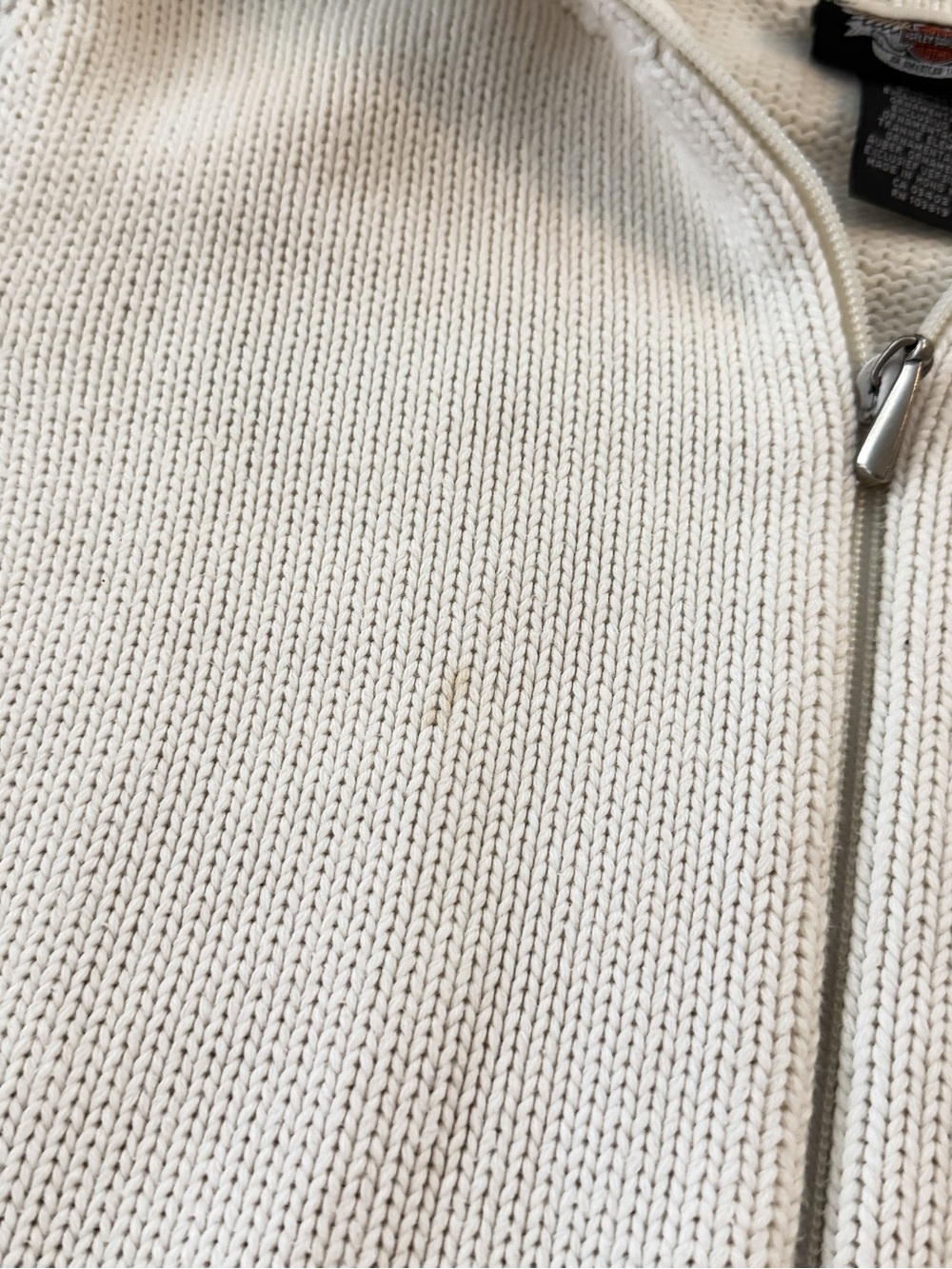 Vintage Harley Davidson Knit Zip Up Sweater in Cream - Picture 8 of 8